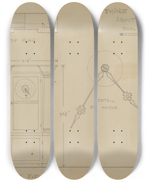 Triptych art skateboard deck of Lawrence Phillips Clock_9 by Lawrence Phillips