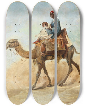Triptych art skateboard deck of Johann Hermann Kretzschmer Negev Sebee Al Hel by Johann Hermann Kretzschmer (1811-1890)