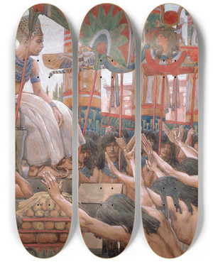 Triptych art skateboard deck of James Tissot Joseph Dwelleth In Egypt by James Tissot (1836-1902)