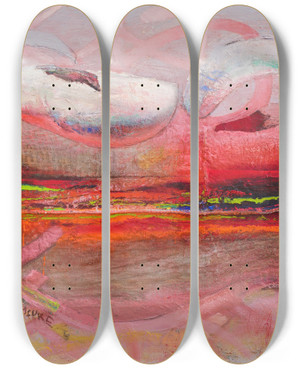 Triptych art skateboard deck of Tiit Psuke Swan Carpet by Tiit Paasuke (1941)