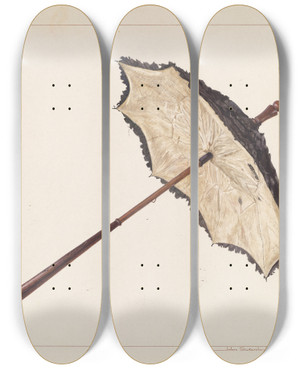 Triptych art skateboard deck of John Swientochowski Parasol_1 by John Swientochowski