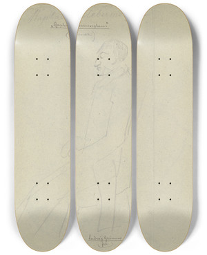 Triptych art skateboard deck of Ludwig Emil Grimm Raphael Uebermorghen by Ludwig Emil Grimm (1790-1863)