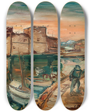 Triptych art skateboard deck of Emile Othon Friesz La Cte Dazur by Emile Othon Friesz (1879-1949)