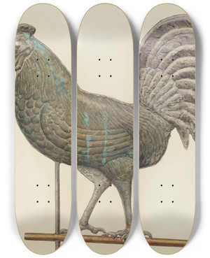 Triptych art skateboard deck of American 20Th Century Metal Weather Vane by American 20Th Century