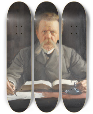 Triptych art skateboard deck of Bernhard Sterman Gunnar Wennerberg by Bernhard Osterman (1870-1938)
