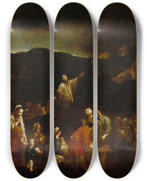 Triptych art skateboard deck of Giuseppe Maria Crespi The Mission by Giuseppe Maria Crespi (1665-1747)