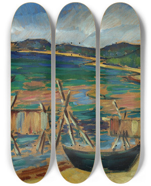 Triptych art skateboard deck of Konrad Mgi Merelaht Paatidega by Konrad Magi (1878-1925)