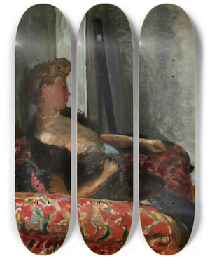 Triptych art skateboard deck of Pierre Bonnard Portrait De Femme by Pierre Bonnard (1867-1947)
