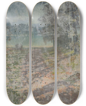 Triptych art skateboard deck of Franciszek Jurjewicz Landscape by Franciszek Jurjewicz (1849-1924)