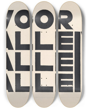 Triptych art skateboard deck of El Lissitzky Suprematisch Worden Van Twee Kwa Dra Ten In 6 Konstrukties Pl 3 by El Lissitzky (1890-1941)