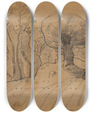Triptych art skateboard deck of Jan Verkade Paysage De Bretagne by Jan Verkade (1868-1946)