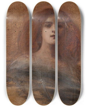 Triptych art skateboard deck of Franciszek Murko Redhaired Woman by Franciszek Zmurko (1859-1910)