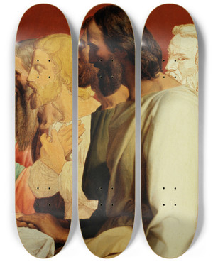 Triptych art skateboard deck of Alphonsehenri Perin Groupe Daptres Lors De La Cne Tourns Vers La Gauche by Alphonse Henri Perin (1798-1874)
