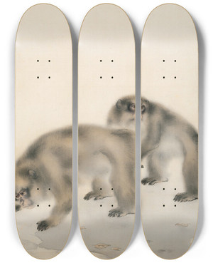 Triptych art skateboard deck of Hashimoto Kansetsu Morning After Rain by Hashimoto Kansetsu (1883-1945)
