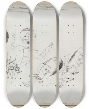 Triptych art skateboard deck of Paul Klee With The Dot by Paul Klee (1879-1940)