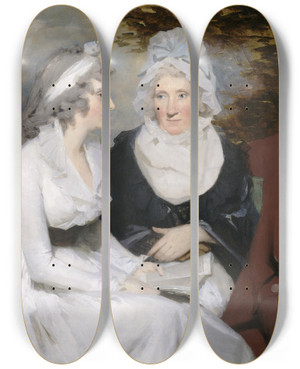 Triptych art skateboard deck of Sir Henry Raeburn John Johnstone Betty Johnstone And Miss Wedderburn by Sir Henry Raeburn (1756-1823)