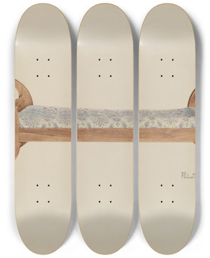 Triptych art skateboard deck of Peter C Ustinoff Day Bed by Peter C Ustinoff