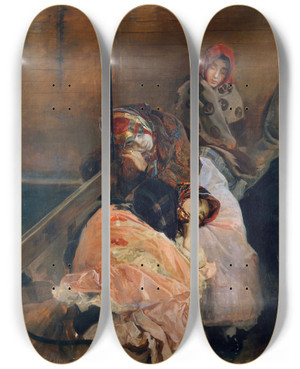 Triptych art skateboard deck of Joaqun Sorolla White Slave Trade by Joaquin Sorolla (1863-1923)