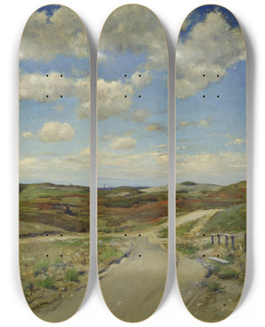 Triptych art skateboard deck of William Merritt Chase Shinnecock Hills by William Merritt Chase (1849-1916)