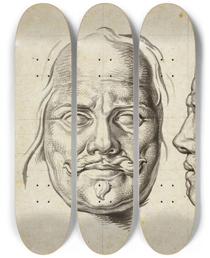Triptych art skateboard deck of David Humbert De Superville Michiel Adr De Ruyter En Face En En Profil Sculptuur by David Humbert De Superville (1770-1849)