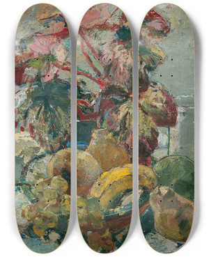 Triptych art skateboard deck of August Rieger Stillleben by August Rieger (1886-1941)