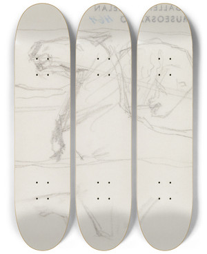 Triptych art skateboard deck of Akseli Gallenkallela The Great Kalevala Poem Iii Sketch Horses by Akseli Gallen Kallela (1865-1931)