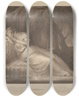 Triptych art skateboard deck of Maria Cosway Lodona by Maria Cosway (1760-1838)