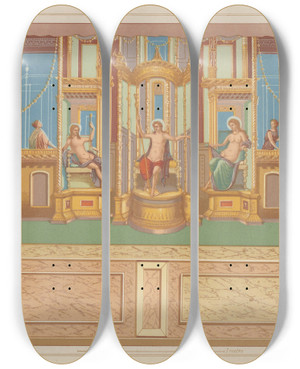 Triptych art skateboard deck of Victor Steeger The Most Beautiful Walls In Pompeii Pl25 by Victor Steeger (19-)