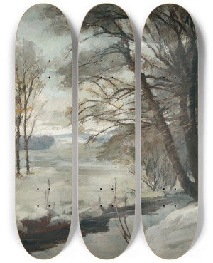 Triptych art skateboard deck of Otto Millerdiflo Winterlandschaft by Otto Miller-Diflo