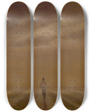 Triptych art skateboard deck of Ferdinand Katona Early Evening by Ferdinand Katona (1864-1932)