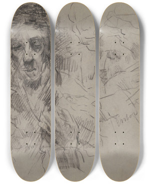 Triptych art skateboard deck of James Ensor Ensors Mother_1 by James Ensor (1860-1949)