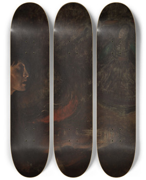 Triptych art skateboard deck of Halfdan Egedius Play And Dance by Halfdan Egedius (1877-1899)
