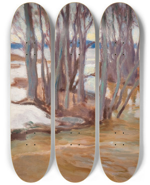 Triptych art skateboard deck of Eero Jrnefelt Spring Flooding In Tuusulanjrvi by Eero Jarnefelt (1863-1937)
