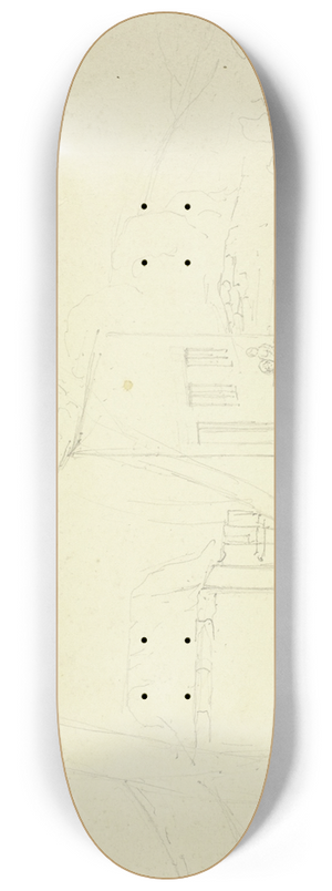 Elizabeth Murray - Sketch of House with Mother and Children 8.25 inch art skate deck