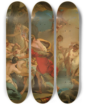 Triptych art skateboard deck of Gaetano Gandolfi Diana And Callisto by Gaetano Gandolfi (1734-1802)