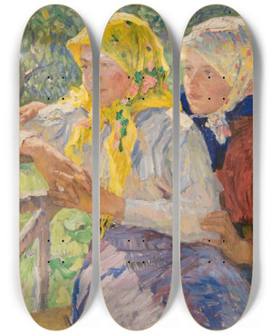 Triptych art skateboard deck of Nikolai Bogdanovbelsky Latgalian Girls by Nikolai Bogdanov-Belsky (1868-1945) Triptych art skateboard deck of Nikolai Bogdanovbelsky Latgalian Girls by Nikolai Bogdanov-Belsky (1868-1945)