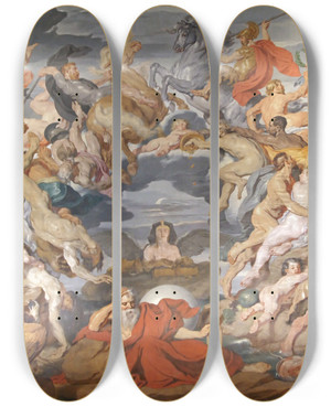 Triptych art skateboard deck of Hans Canon Circle Of Life by Hans Canon (1829-1885)