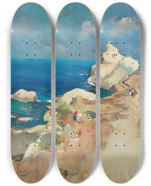 Triptych art skateboard deck of Giuseppe Casciaro Capri_2 by Giuseppe Casciaro (1861-1945)