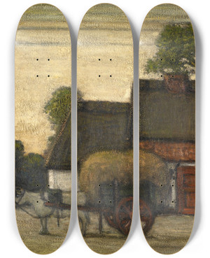 Triptych art skateboard deck of Jakob Smits Haycart by Jakob Smits (1855-1928)