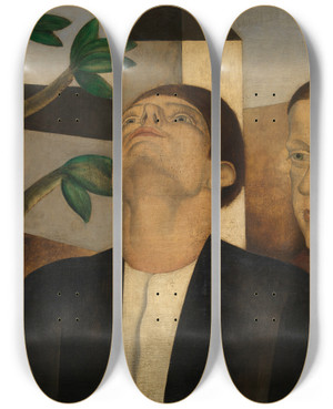 Triptych art skateboard deck of Gustave Van De Woestijne Azure by Gustave Van De Woestijne (1881-1947)