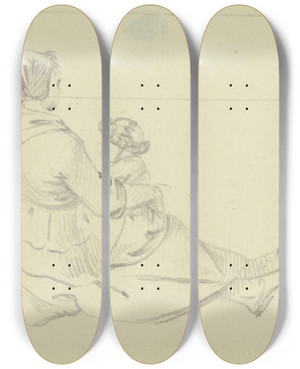 Triptych art skateboard deck of Daniel Nikolaus Chodowiecki Am Boden Sitzendes Mdchen Mit Einem Kind Auf Dem Scho_1 by Daniel Nikolaus Chodowiecki (1726-1801)