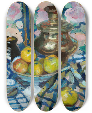 Triptych art skateboard deck of Stanisaw Kamocki Still Life With A Samovar by Stanislaw Kamocki (1875-1944)