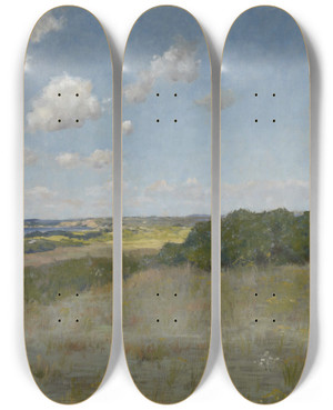 Triptych art skateboard deck of William Merritt Chase Sunlight And Shadow Shinnecock Hills by William Merritt Chase (1849-1916)