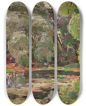 Triptych art skateboard deck of August Rieger Motiv Aus Dem Prater by August Rieger (1886-1941)