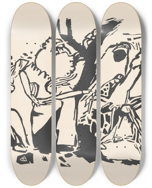 Triptych art skateboard deck of Wassily Kandinsky Klnge Pl21 by Wassily Kandinsky (1866-1944)