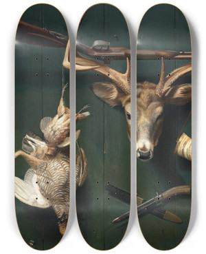 Triptych art skateboard deck of Alexander Pope Trophies Of The Hunt by Alexander Pope Triptych art skateboard deck of Alexander Pope Trophies Of The Hunt by Alexander Pope