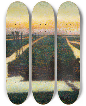 Triptych art skateboard deck of Jan Toorop Broek In Waterland by Jan Toorop (1858-1928)