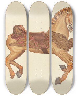 Triptych art skateboard deck of Albert Ryder Carousel Horse_1 by Albert Ryder