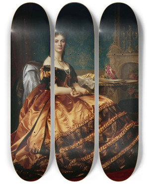 Triptych art skateboard deck of Jzef Simmler Portrait Of Emilia Wodkowska by Jozef Simmler (1823-1868)