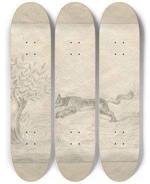 Triptych art skateboard deck of Hans Thoma Sketchbook_9 by Hans Thoma (1839-1924)